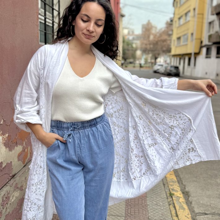 Tapado Bernardita Macrame Lino